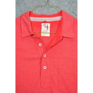 Relwen Polo Shirt Mens 2XL Red Stripe Cotton Jersey Pocket Short Sleeve Casual